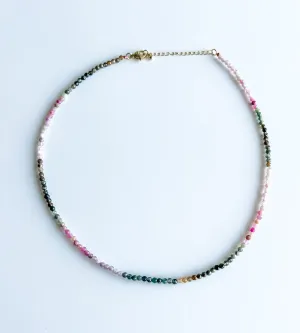Watermelon tourmaline mini candy gem necklace