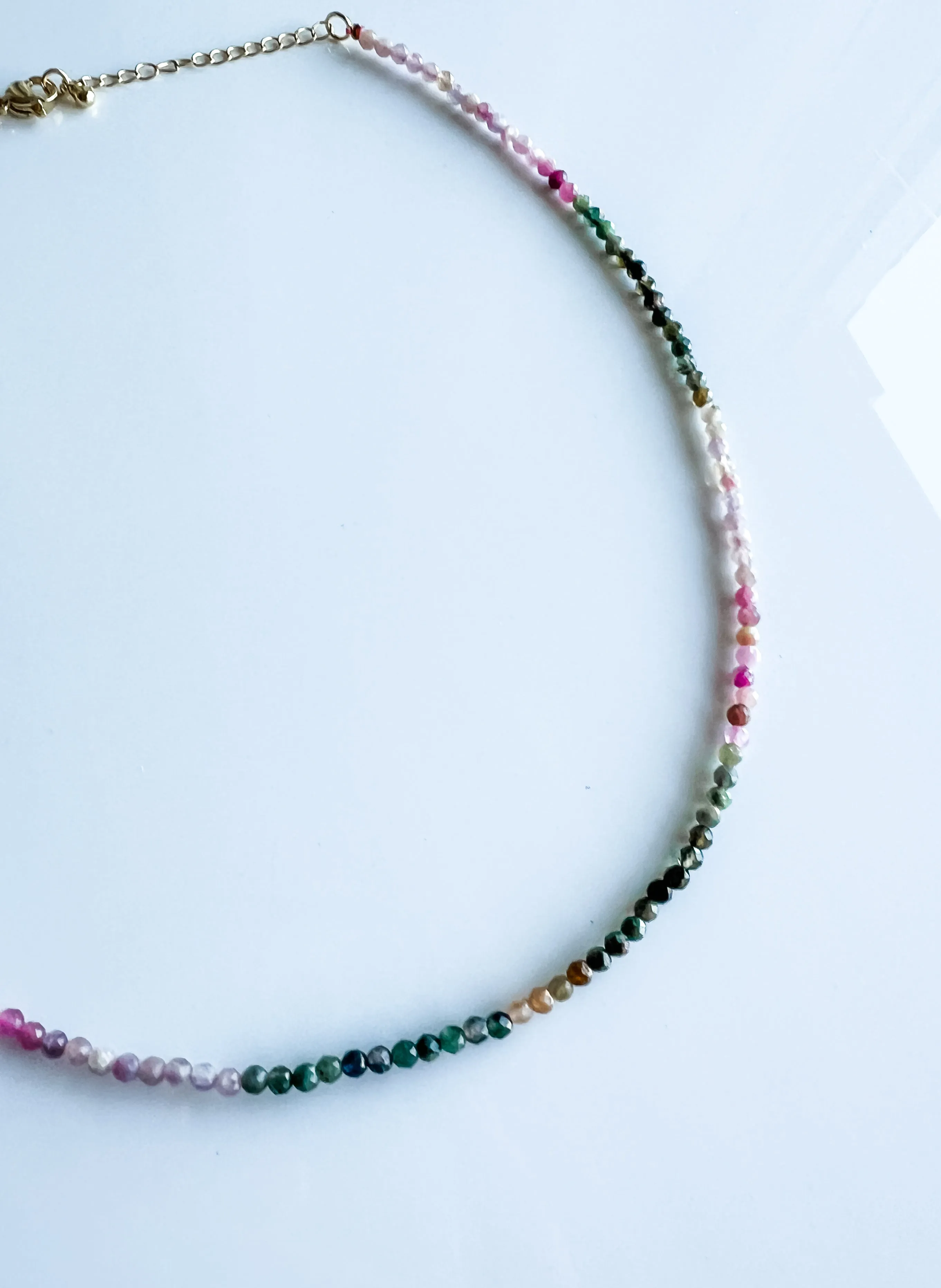 Watermelon tourmaline mini candy gem necklace