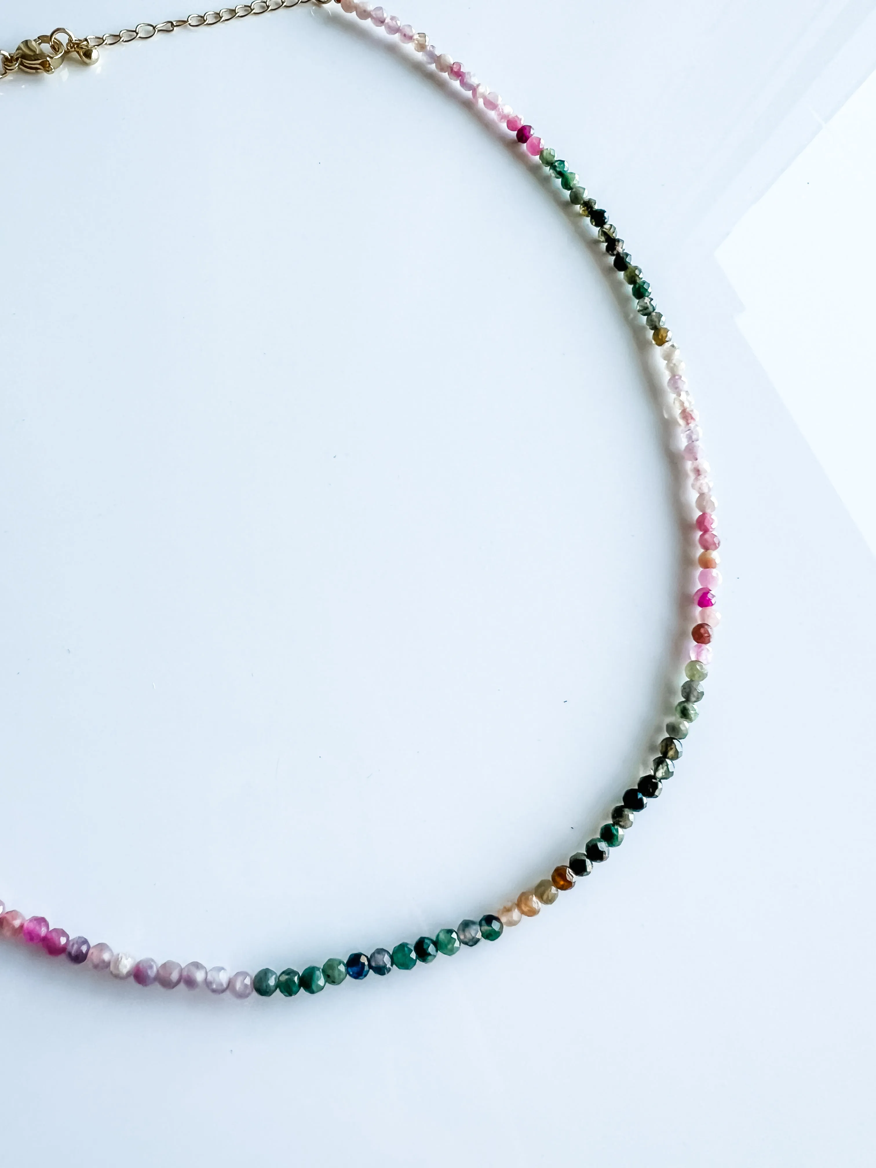 Watermelon tourmaline mini candy gem necklace