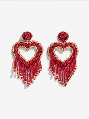 Westside Accessories Red Heart Cut-Out Beaded Earrings