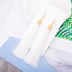 White Tassel Earrings
