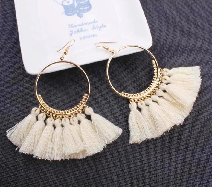 White Tassel Earrings