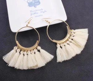 White Tassel Earrings