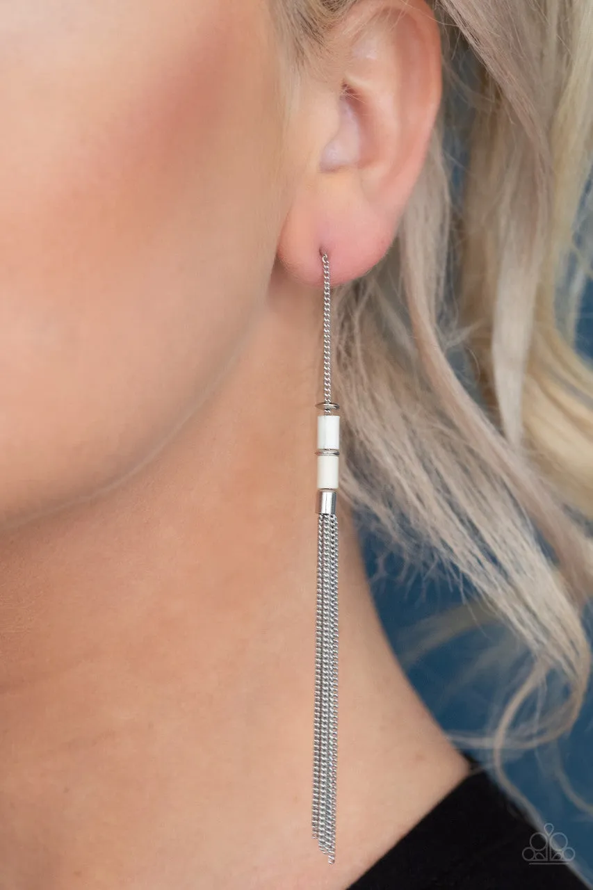 Windblown White Paparazzi Earrings