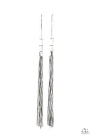 Windblown White Paparazzi Earrings