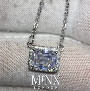 Womens Diamond Necklace | Diamond Necklace | Womens Necklace | Baguette Diamond Necklace | Rectangle Diamond Pendant | Women Diamond Pendant
