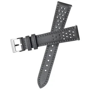 Xeric 20mm Italian Gray Perforated Leather Strap Silver Buckle