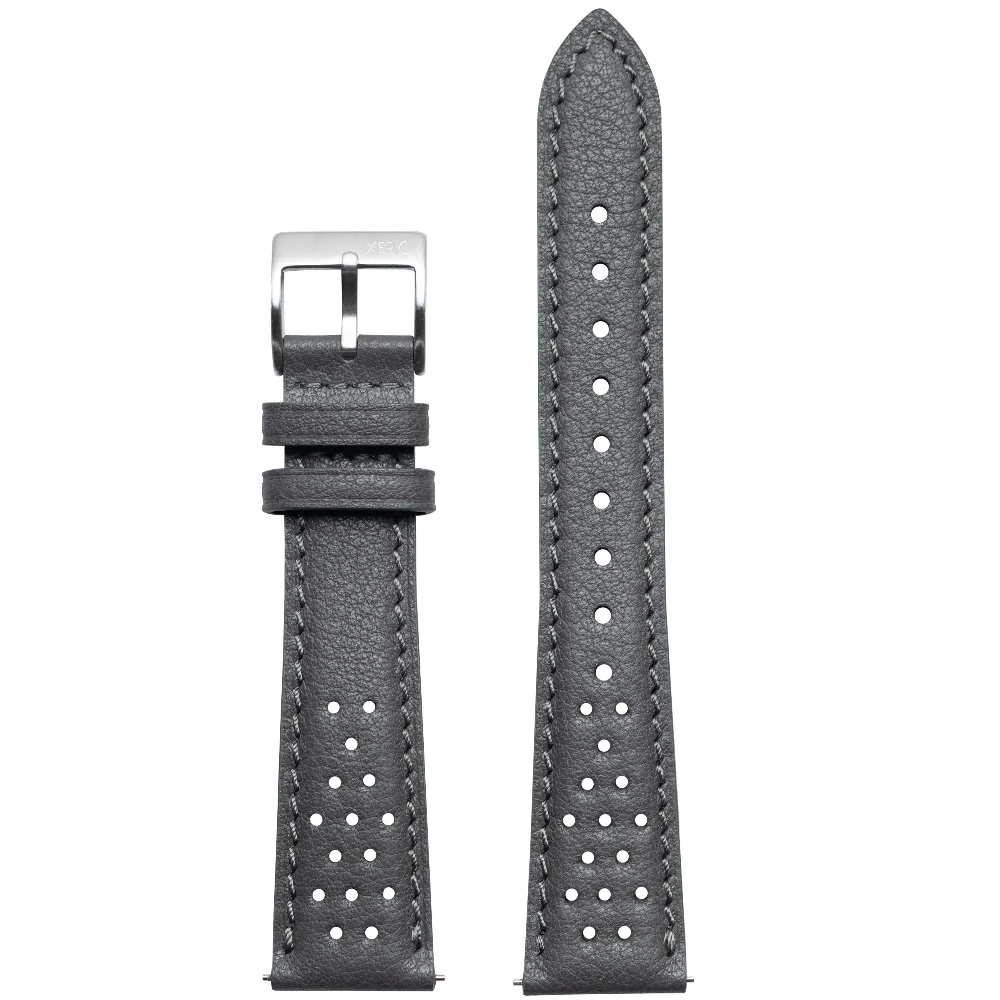 Xeric 20mm Italian Gray Perforated Leather Strap Silver Buckle