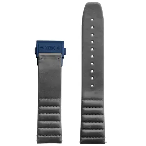 Xeric 22mm Ribbed Italian Leather Gray Strap with Blue Deployant Clasp