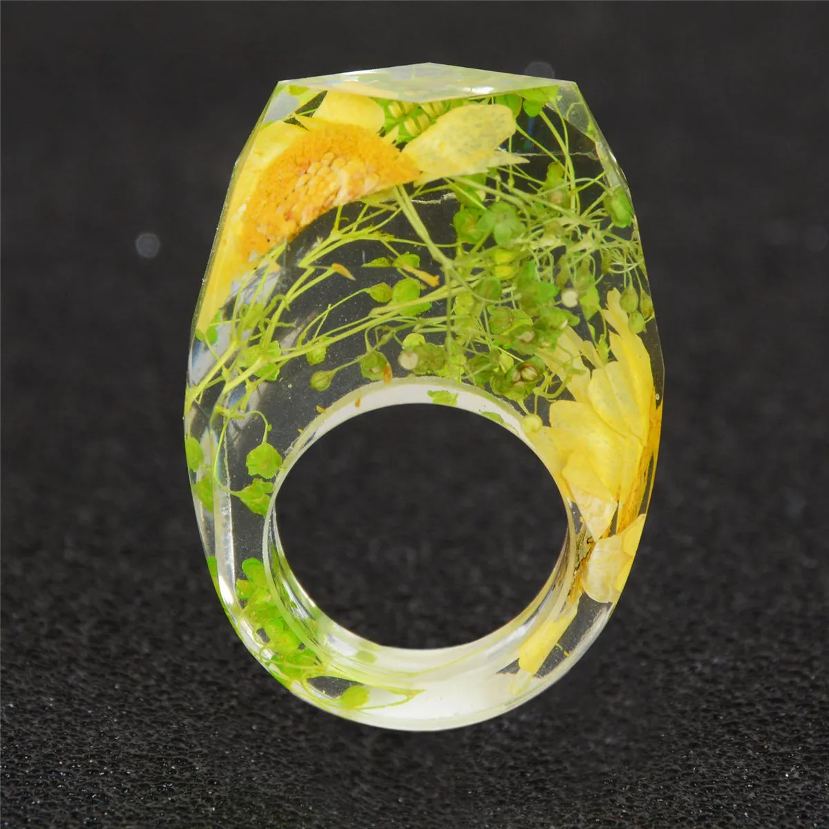 Yellow & Green Dried Flower Ring