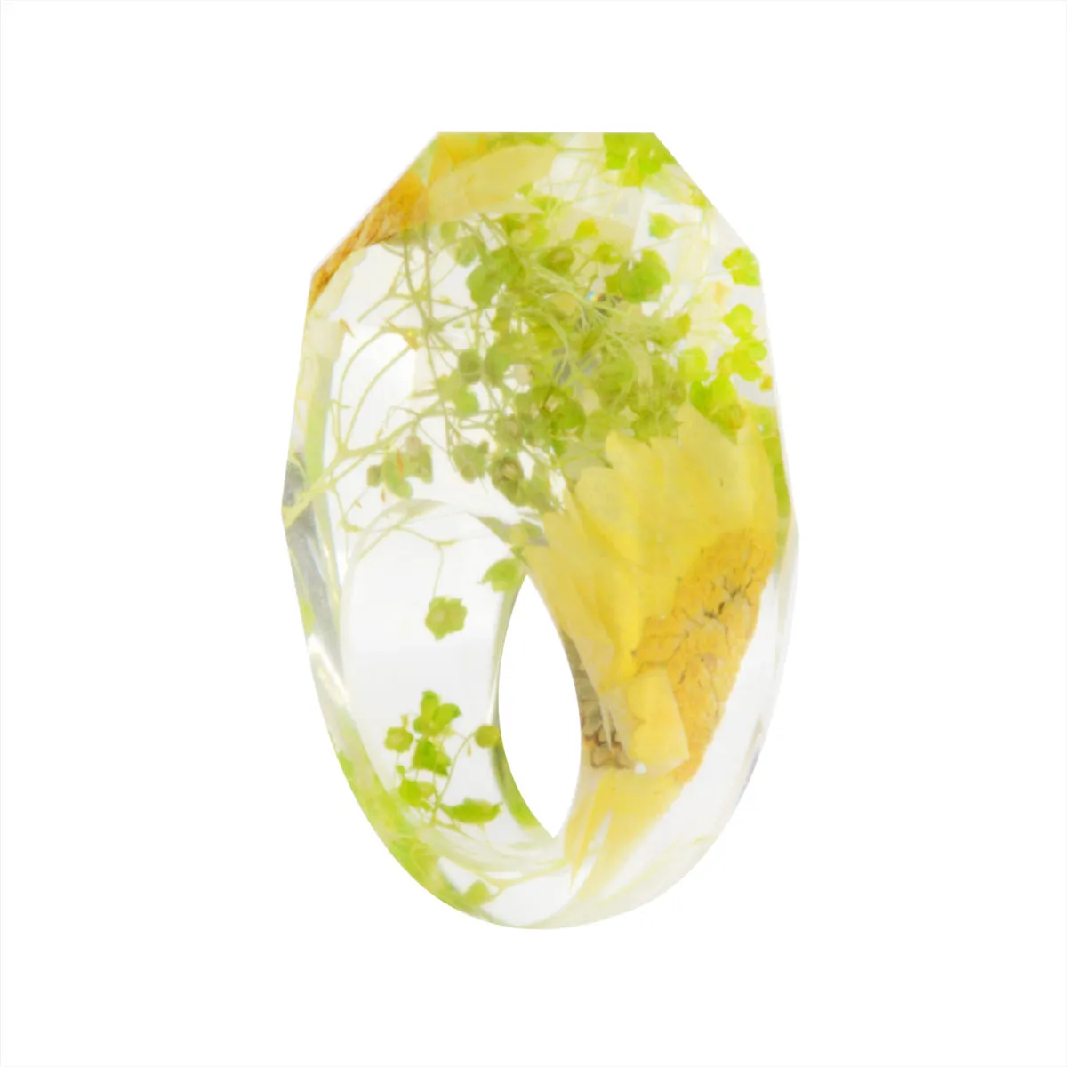 Yellow & Green Dried Flower Ring