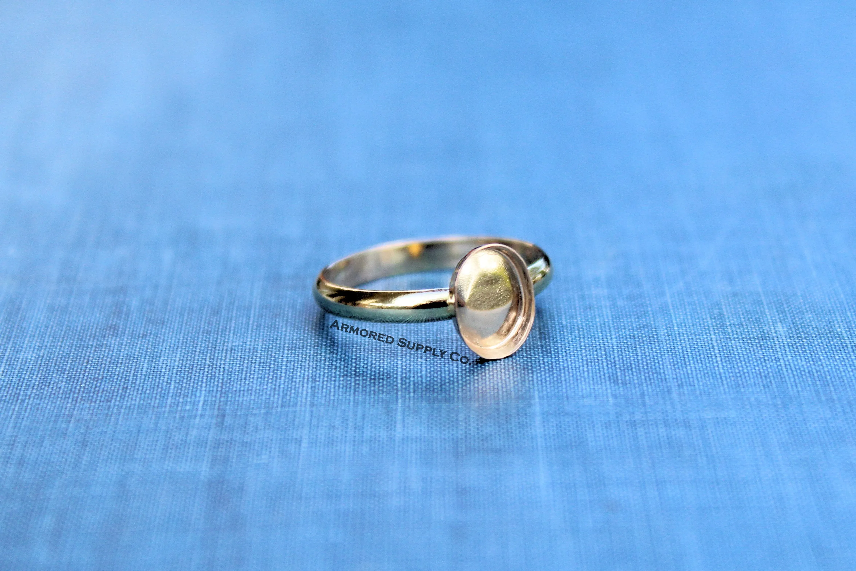 Yellow Gold Filled Oval Bezel Comfort Ring Band blank