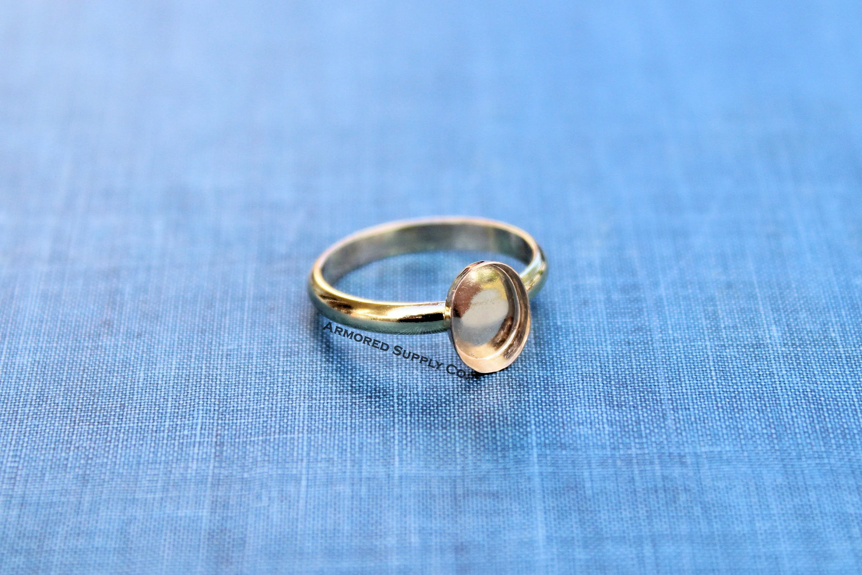Yellow Gold Filled Oval Bezel Comfort Ring Band blank