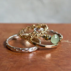Yellow gold silver bands, four stacking bands, boho band, Thin bands, hammered band, simple bands, stack ring set, stacking ring - XOX R2284