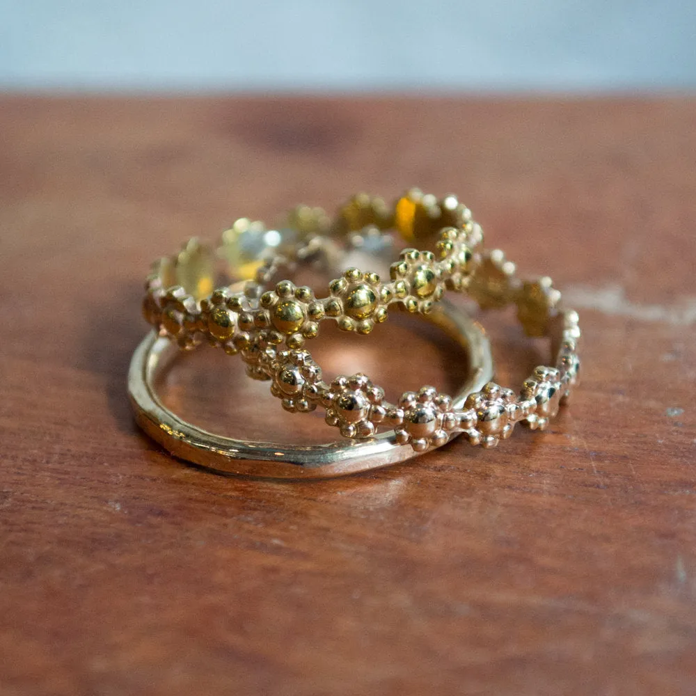 Yellow gold silver bands, four stacking bands, boho band, Thin bands, hammered band, simple bands, stack ring set, stacking ring - XOX R2284
